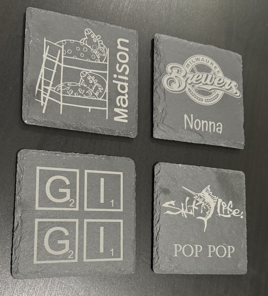 **Custom** Slate Coasters.  (4-PACK)